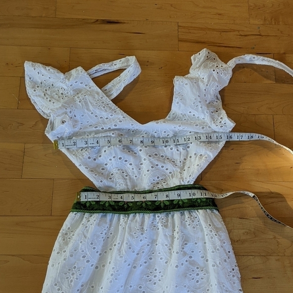Japna embroidered see through flutter  sleeves dress white Reworked XS @z - Picture 4 of 12